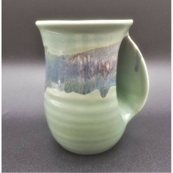 Clay In Motion Pottery Misty Green Neher Coffee Cup Handwarmer Mug Oregon 2017 - Picture 1 of 7